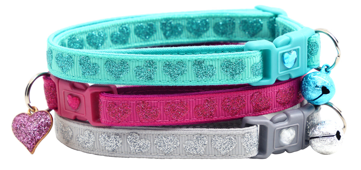 Glitter Hearts Breakaway Cat Collar
